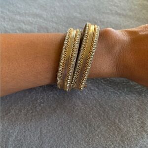 Gold Rhinestone Wrap Bracelet - Women Jewelry